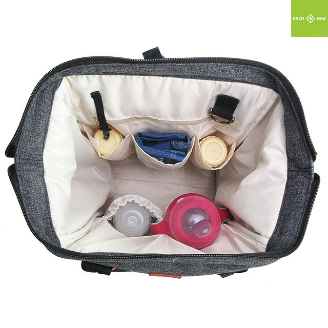 Large Waterproof Diaper Bag Backpack For Mom In Grey-Enzobags