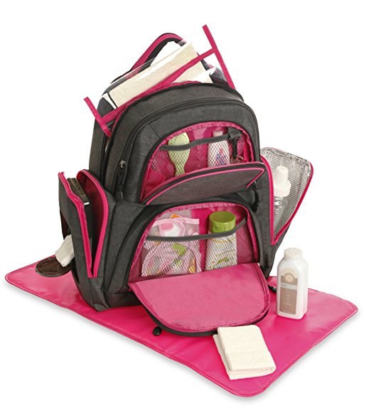 Sport Back Pack Diaper Bag, Grey/Pink_ENZO - Buy best diaper bags, diaper backpack, nappy bags ...
