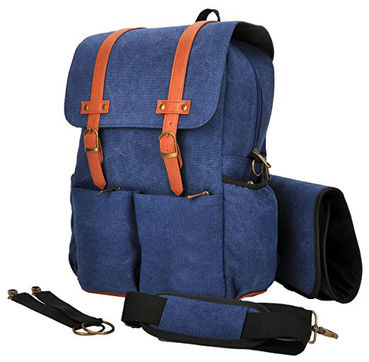  New Diaper Bag Backpack, Trendy Diaper Bags for Dads & Moms, Made with Quality Fabric & Zippers -Large, Navy Denim_ENZO