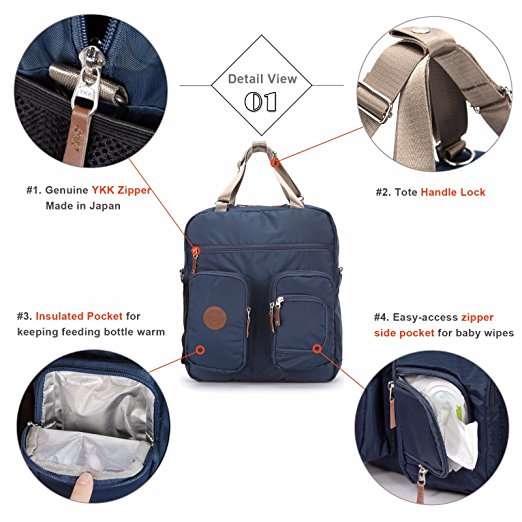 Baby Diaper Bags Backpack Designer for Dads Mom Twins Multi-function Large Tote (Dark Navy)_ENZO