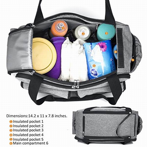 Baby diaper bag with insulated pockets baby diaper tote bag multi-functional baby accessories shoulder bag include changing pad stylish designer tote for moms&dads_ENZO