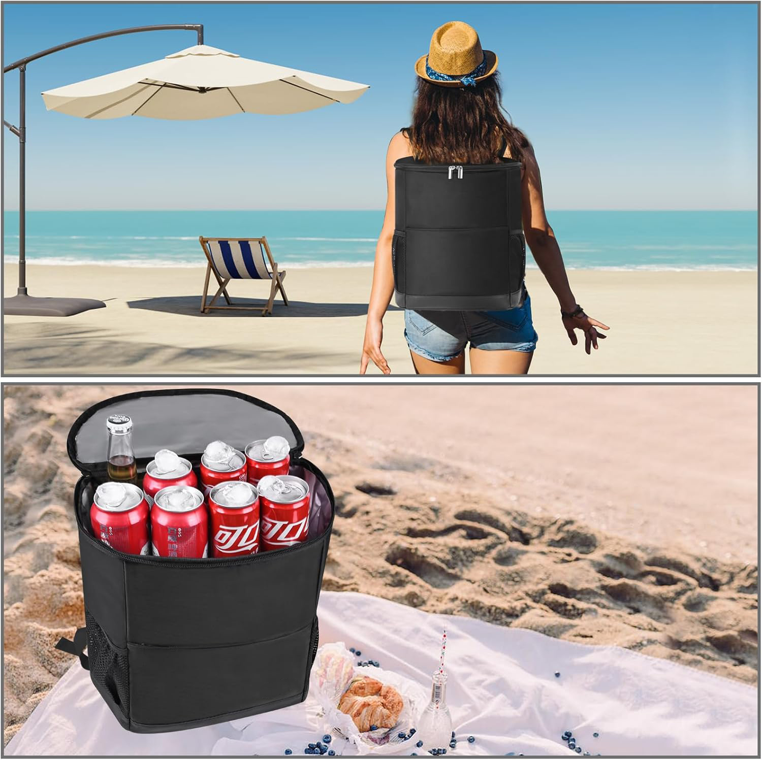 Outdoor Leak Proof Backpack Cooler Waterproof Lightweight Cooler Bag for 12h Hot/Cold Retention Insulated Cooler Backpack