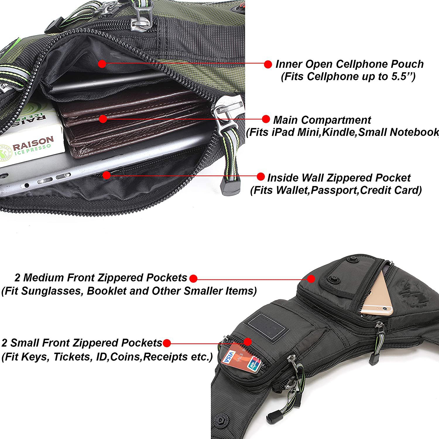 Lightweight Outdoor Sling Chest Bag, Compact Crossbody Shoulder Pack, Multipurpose EDC Sling Bag for Hiking, Cycling, Daily Travel