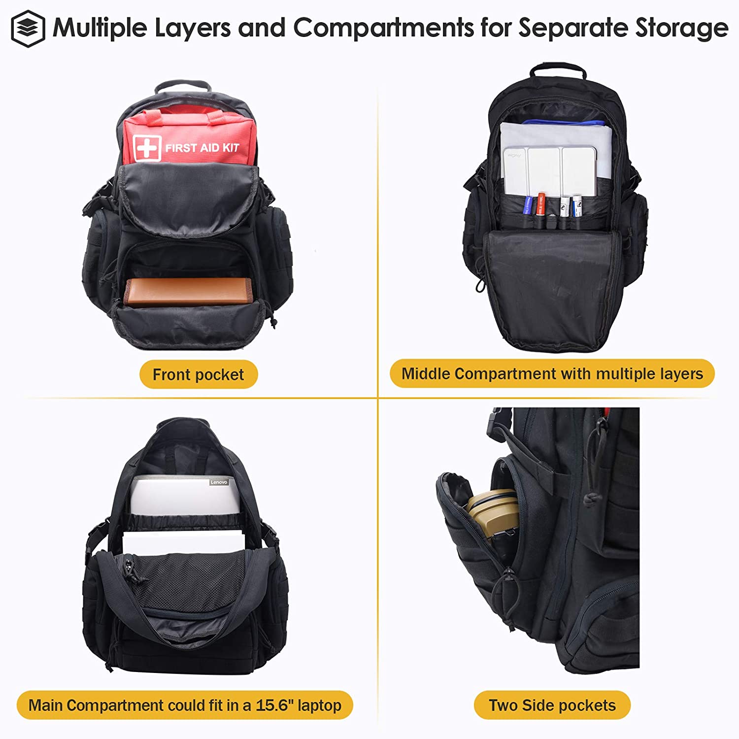 42L Large Tactical Backpack, MOLLE Outdoor Rucksack, Heavy-Duty Daypack for Hunting, Trekking, Camping & Outdoor Adventures