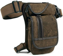 Vintage Waxed Canvas Leg Bag, Military Thigh Pack, Crossbody Waist Pouch with Adjustable Strap