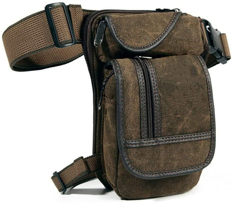 Vintage Waxed Canvas Leg Bag, Military Thigh Pack, Crossbody Waist Pouch with Adjustable Strap