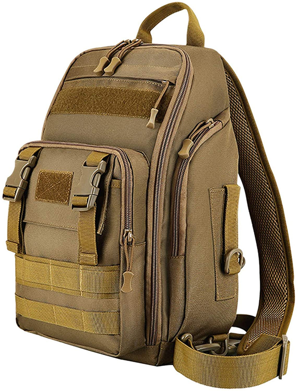 Mini Tactical Sling Chest Backpack, Lightweight MOLLE Crossbody Shoulder Pack, Water Resistant EDC Daypack for Hiking Fishing Shooting Daily Carry