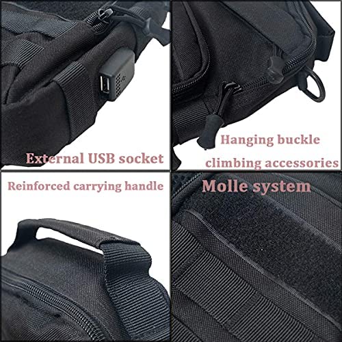 Tactical Sling Bag with External USB Charging Port, MOLLE Crossbody Chest Backpack