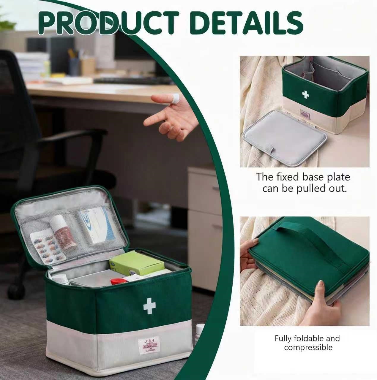Lockable First Aid Storage Bag, Large Capacity Portable Household Medical Organizer with Mesh Lid Pocket & Carry Handle