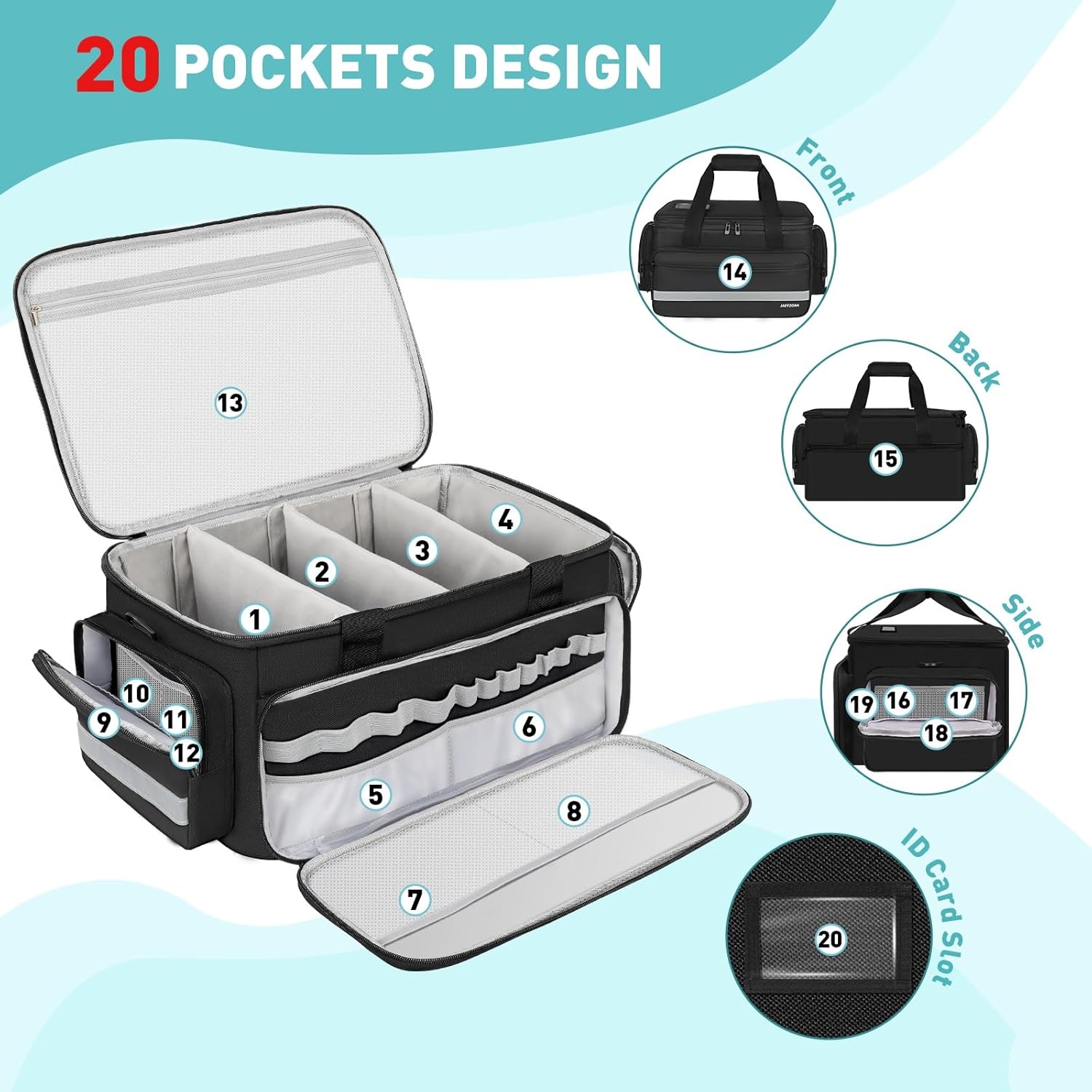 Spacious Water Resistant Medical Storage Bag with Removable Dividers & Reflective Strips, Portable Emergency First Aid Carry Bag for Car & Household