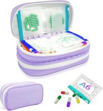 Portable Waterproof Pill Carry Bag with Reusable Transparent Weekly AM PM Medicine Pouches for Travel Daily Medication