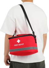 Compact Waterproof First Aid Kit Storage Bag, Reflective Strip Emergency Medical Organizer with Detachable Crossbody Strap for Travel & Car
