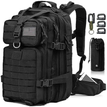 42L Tactical Military Backpack, Waterproof Molle Assault Rucksack with Free Bonus Patches, Carabiners, Waist Bag & Water Bottle Pouch for Outdoor Hunting Camping Hiking