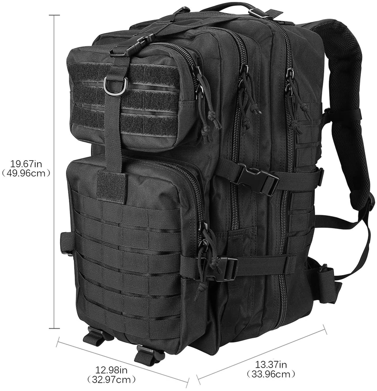 45L Tactical Military Backpack with 5 Storage Compartments, Water Resistant Molle Army Rucksack Hidden Back Pocket for Outdoor Hiking Camping Survival
