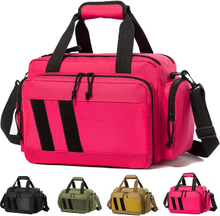 Pink Tactical Gun Range Bag, 6 Pistol Magazine Slots Padded Handgun Storage Duffle Bag for Shooting Range Transport