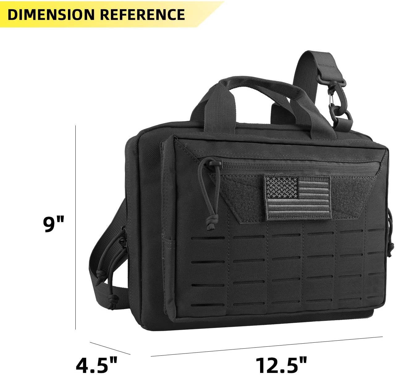Multi-Purpose Tactical Shoulder Bag, Lockable Pistol Carry Bag with Laser-Cut MOLLE Panel