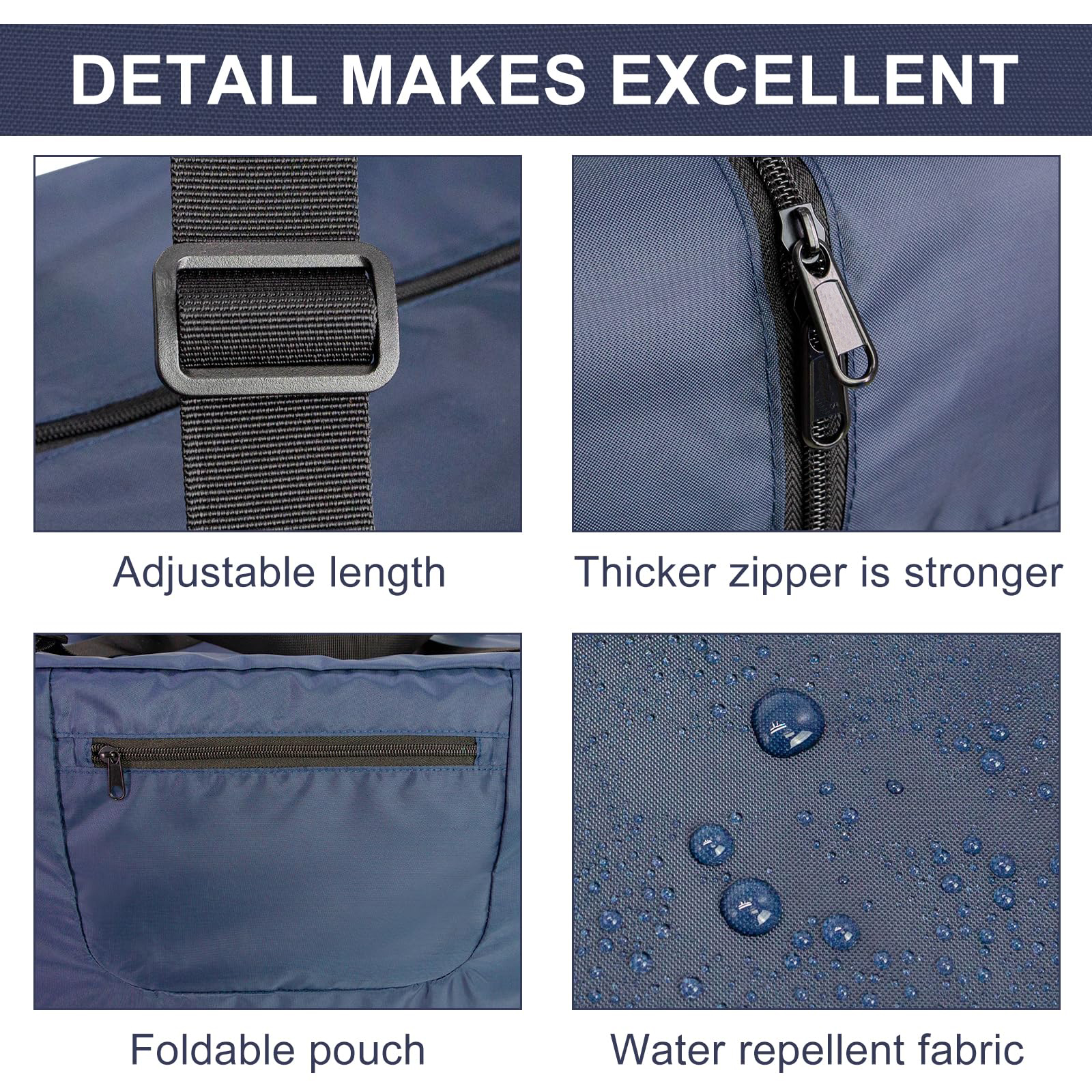 55L Foldable Water Repellent Duffle Bag, Large Capacity Packable Travel & Gym Carry Bag with Adjustable Straps
