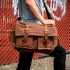 Vintage Waxed Canvas Messenger Bag with Genuine Leather Trim, 17 Inch Retro Crossbody Shoulder Bag, Multi-Purpose Camera & Laptop Satchel for Travel, Photography & Daily Use