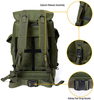 Vintage Olive Military Canvas Rucksack, Large Capacity External Frame Backpack with 3 Detachable Utility Pouches