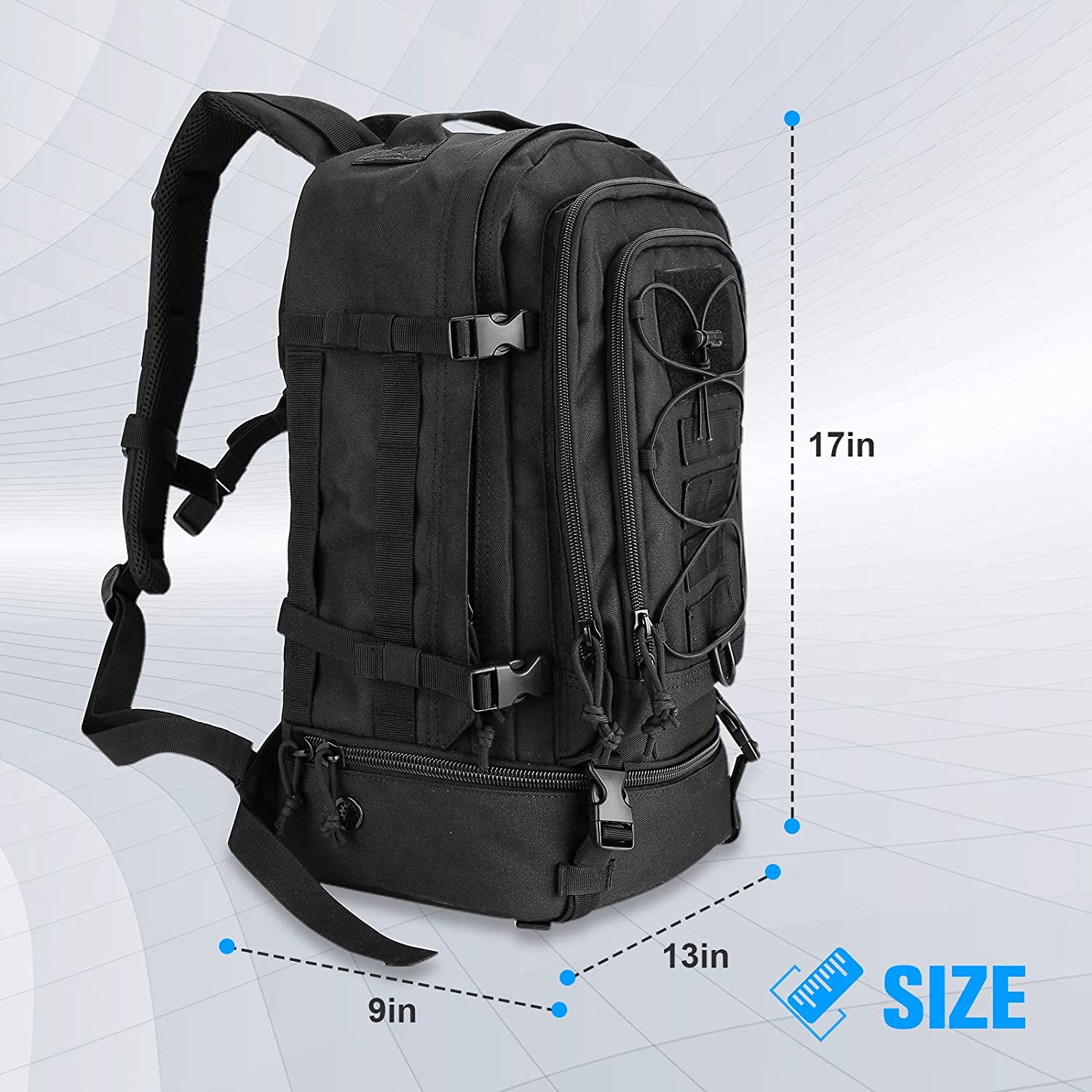 30L Tactical Backpack for Men, Water Resistant Oxford Military Rucksack with Padded Shoulder Straps & Waist Belt, Expandable Outdoor Daypack for Hiking Camping Shooting Trave