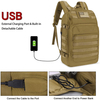 Tactical Backpack with External USB Charging Port, Water Resistant MOLLE Military Rucksack for Outdoor Hiking Camping Travel Daily EDC