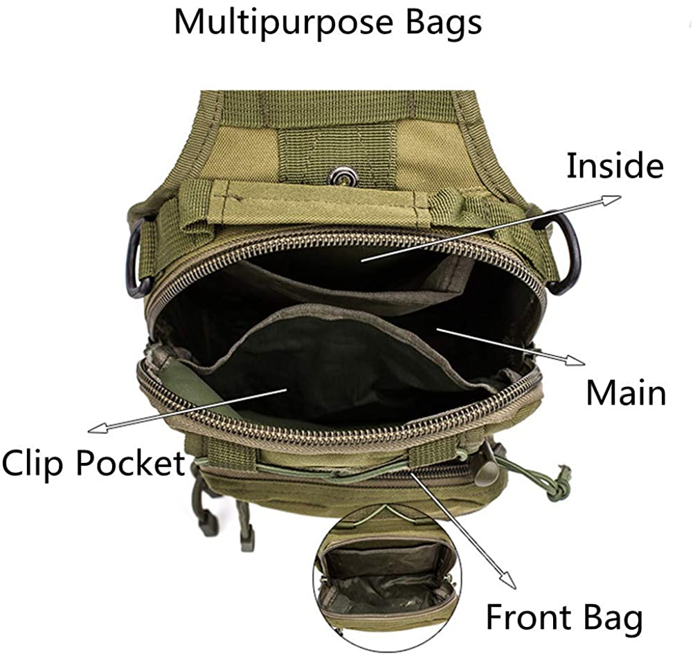 Lightweight Tactical Sling Bag, Compact MOLLE Chest Crossbody Pack with Adjustable Strap, Water Resistant EDC Shoulder Bag for Hiking Cycling Daily Outdoor Carry