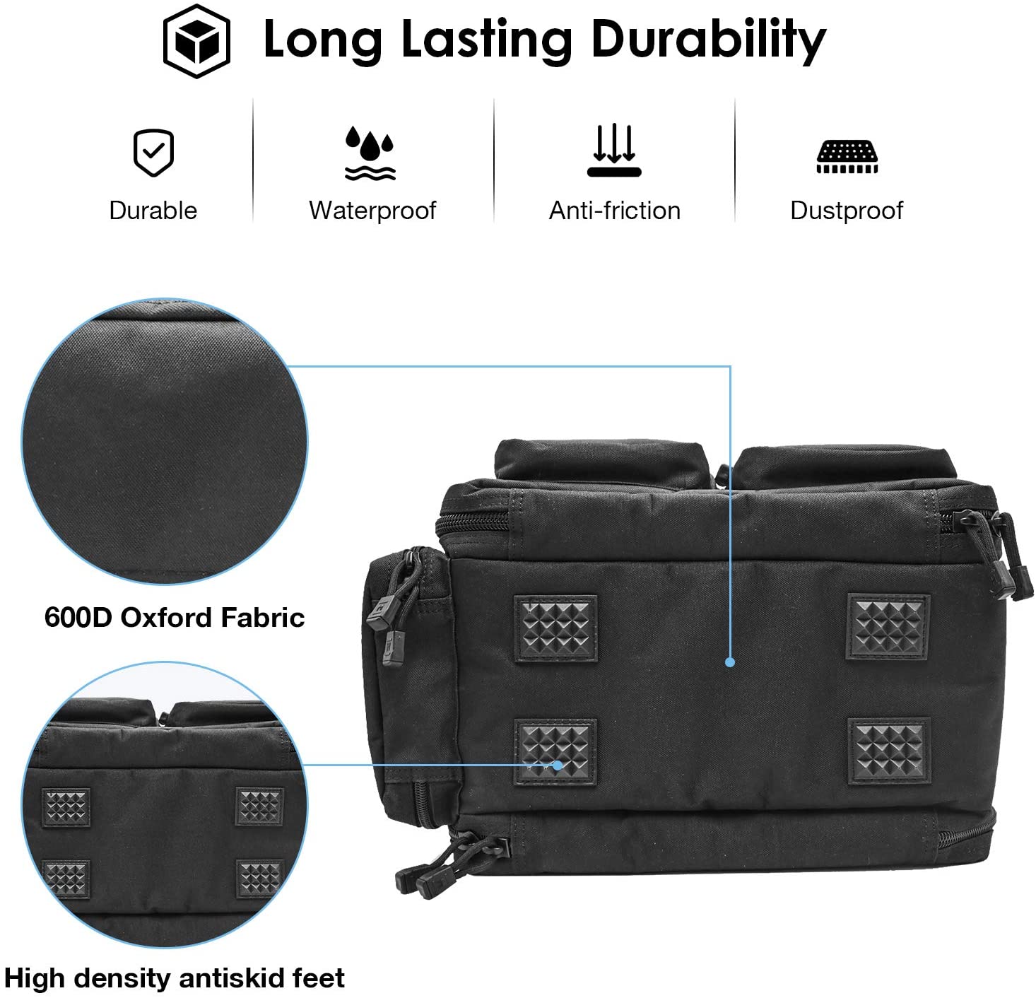 600D Oxford Tactical Gun Range Bag, Waterproof Dustproof Shooting Duffle Handbag with Anti-Skid Base, Multi-Pocket Pistol Carry Case for Shooting Range Hunting Storage