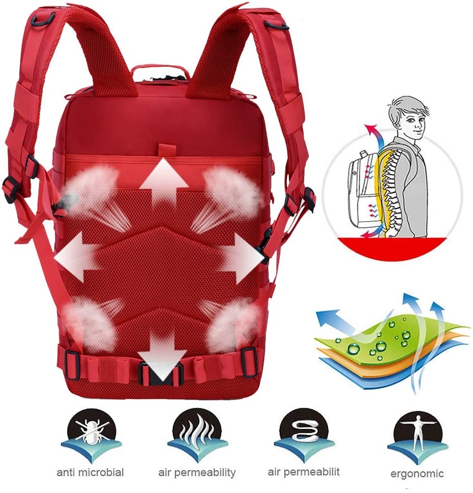 45L Large Tactical Backpack, 900D Waterproof Oxford Emergency Medical Backpack MOLLE Outdoor Rucksack for Camping Hiking First Aid Travel