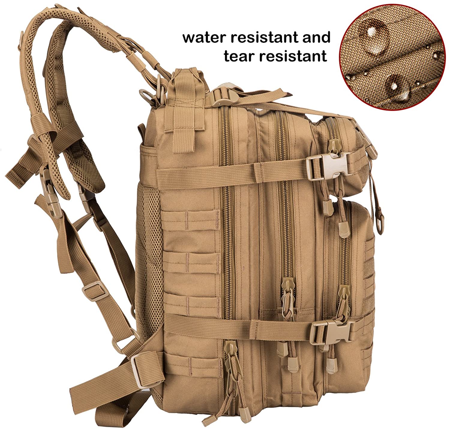 30L Water Resistant Mini Tactical Backpack, MOLLE Military Daypack for Hiking Shooting Camping EDC