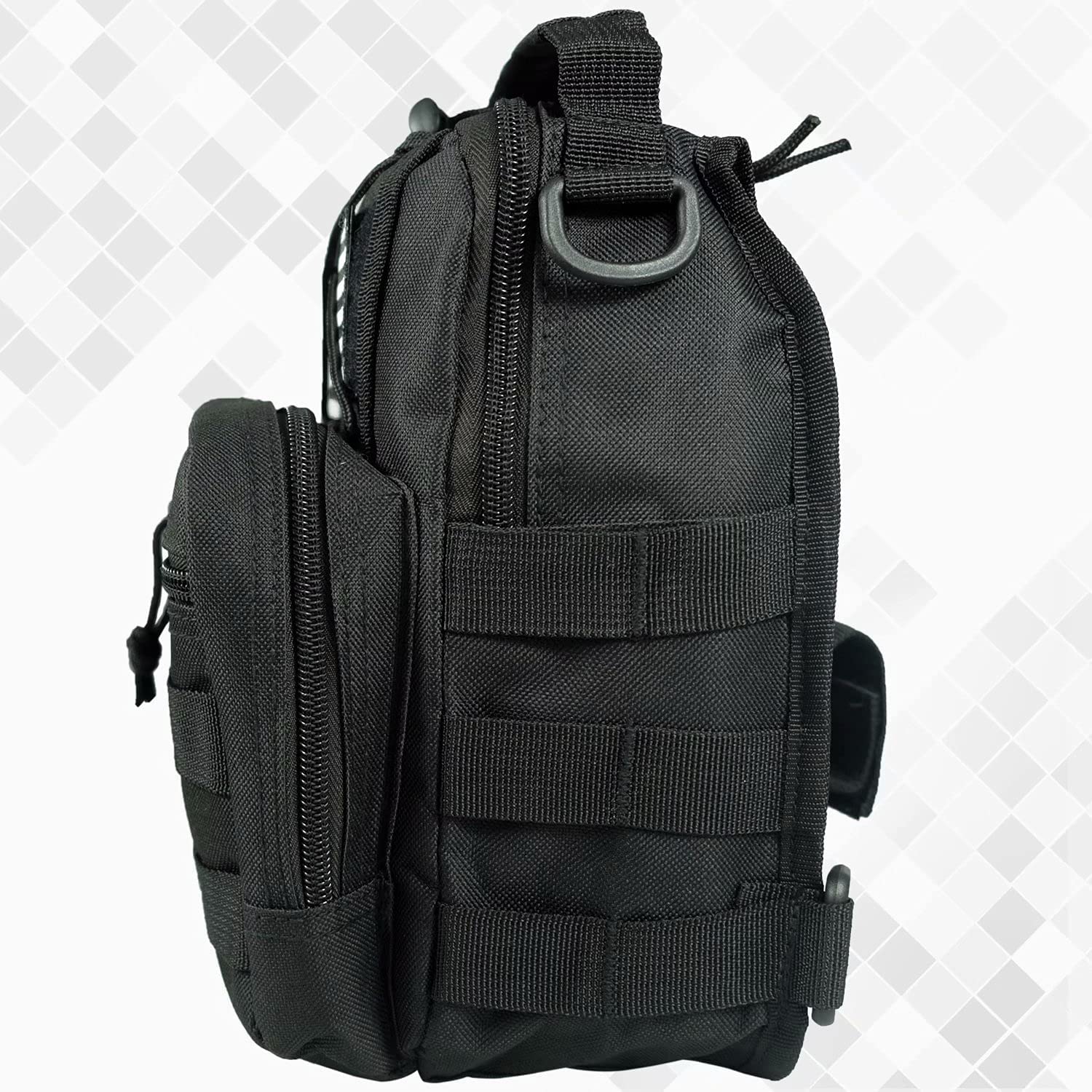 Mini Tactical Sling Bag, Compact MOLLE Crossbody Chest Pack Shoulder Bag for Motorcycle Riding EDC Hiking Cycling Daily Carry