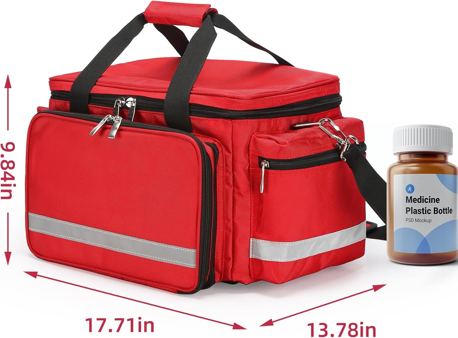 Empty Emergency Medical Trauma Bag, Waterproof Portable First Aid Kit Organizer with Detachable Clear Pouches & Shoulder Strap for Camping, Car, Office, EMT Responders