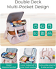 11.8L Two-Tier Insulated Lunch Bag, Quilted Water Resistant Cooler Tote with 12H Cold Retention & Detachable Shoulder Strap for Daily Work & Outdoor Picnic