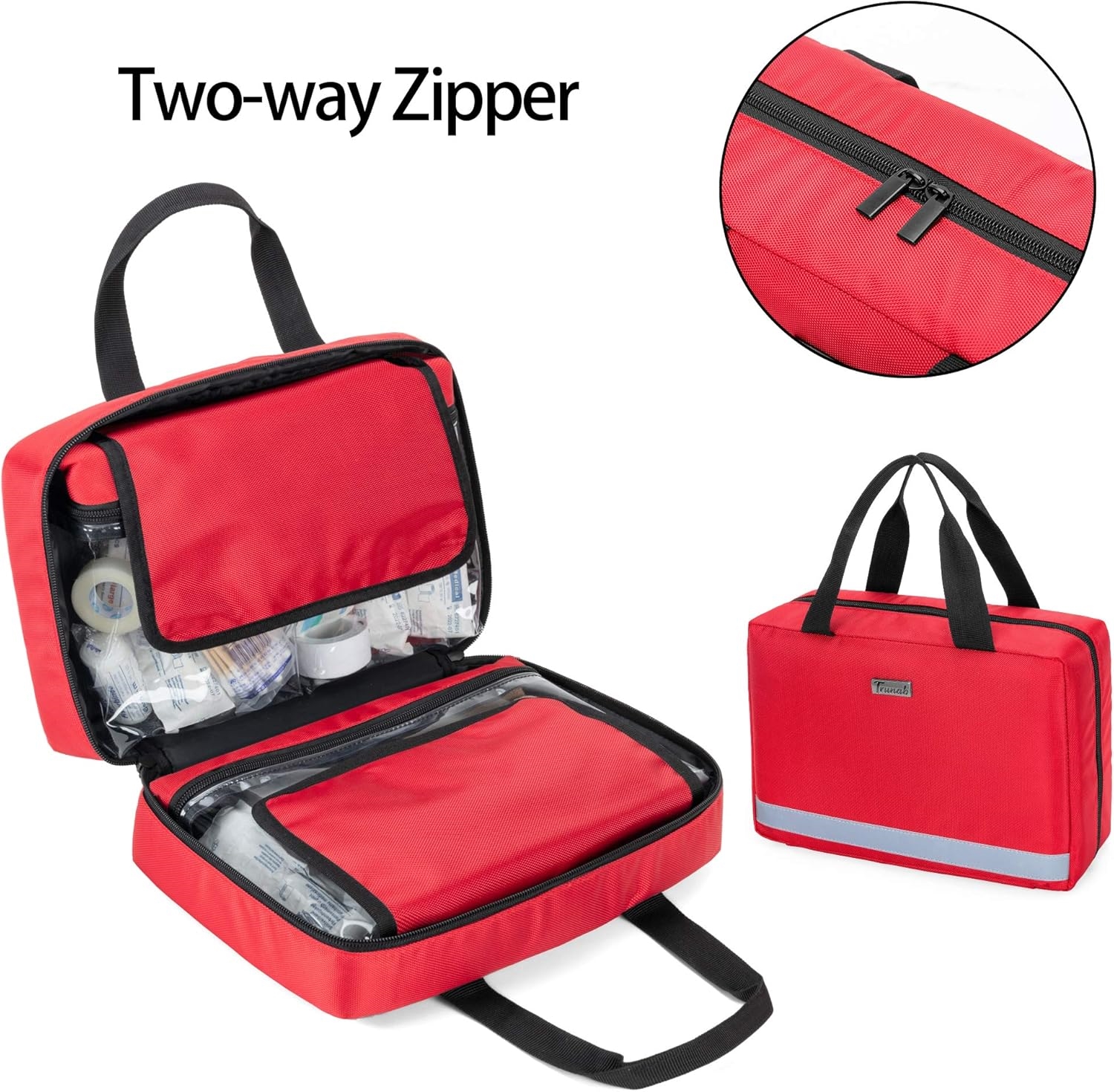 Lightweight Foldable First Aid Kit Bag, Multi Clear Pocket Empty Medical Organizer for Travel, Car & Household Emergency