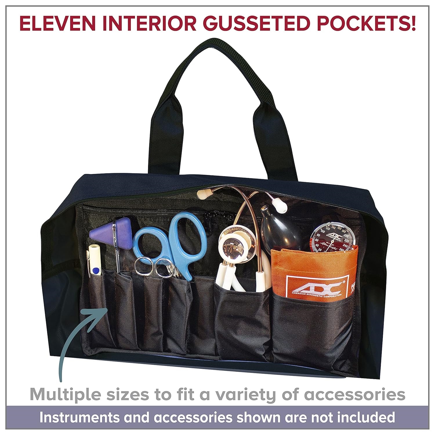 Professional Nurse Medical Equipment Bag, Empty Doctor Clinical Instrument Tote with Detachable Shoulder Strap for Home Visits & Clinic Use