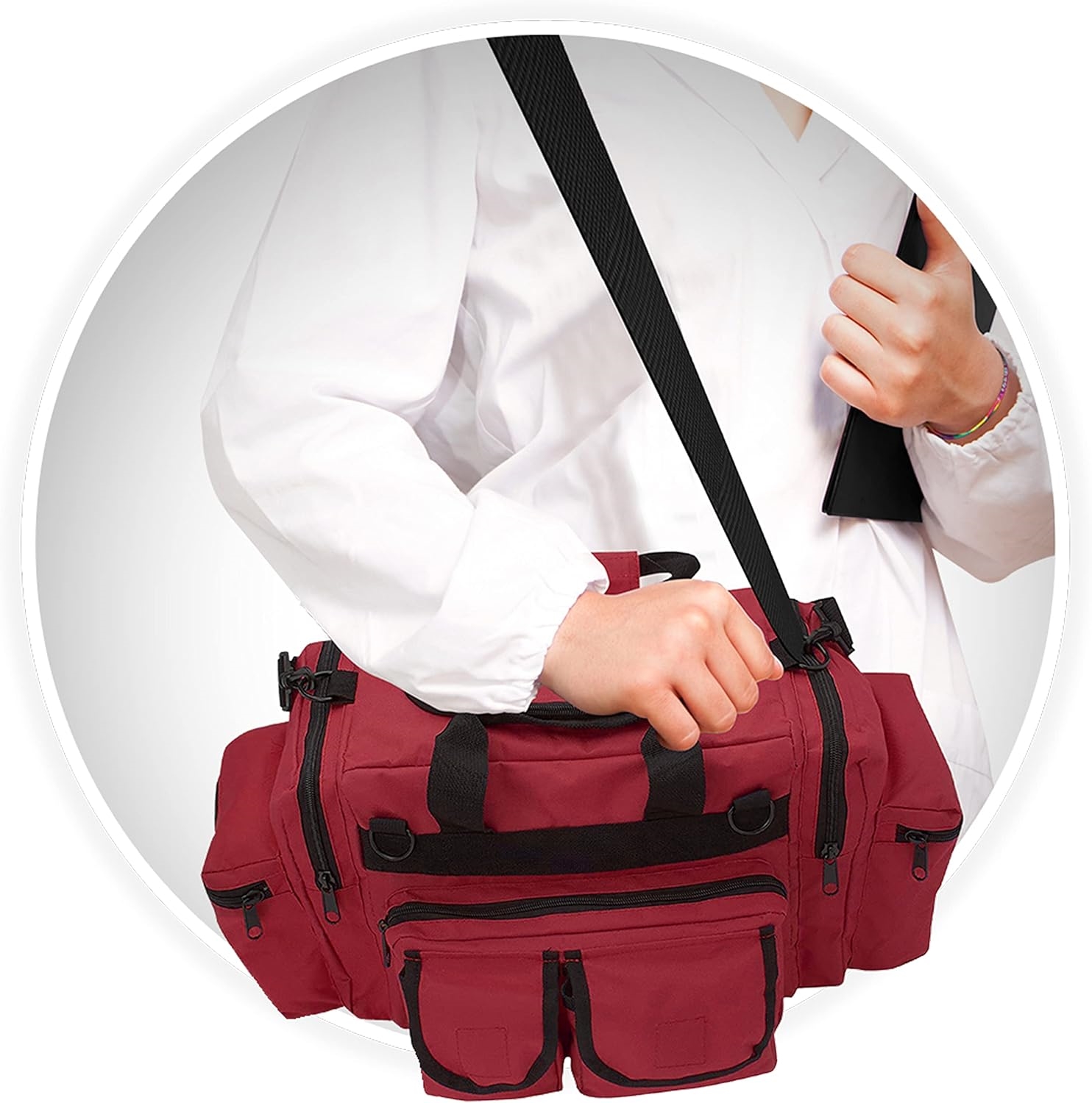 Professional Large Capacity EMT First Aid Trauma Bag | Multi-Pocket Water Resistant Medical Organizer with Medical Cross Logo