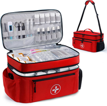 Waterproof Medication Travel Bag, Empty Multi-Compartment Pill Bottle Organizer Bag with Removable Dividers for Daily Medical Supplies