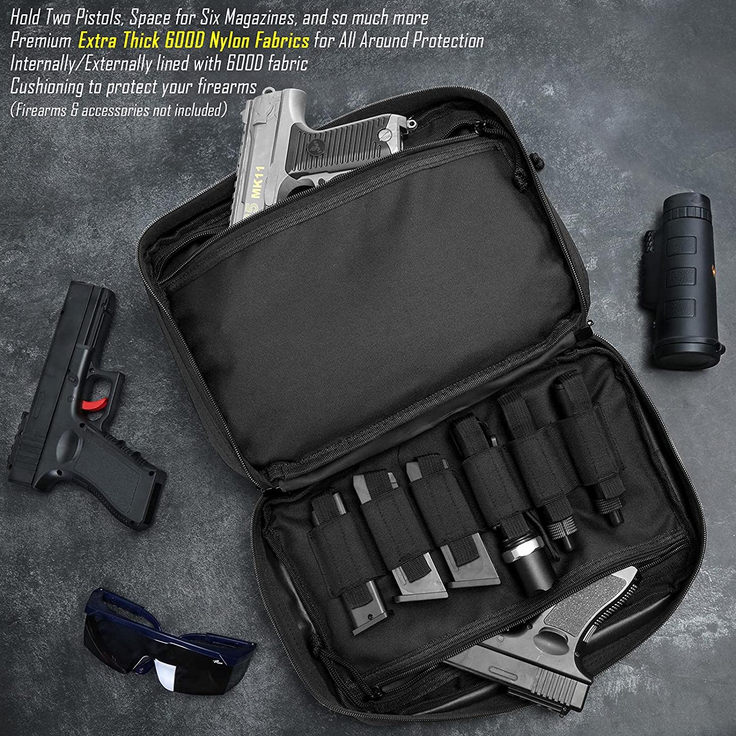 Tactical Pistol Range Bag, Multi-Purpose Shooting Gear Carry Bag with MOLLE Panel