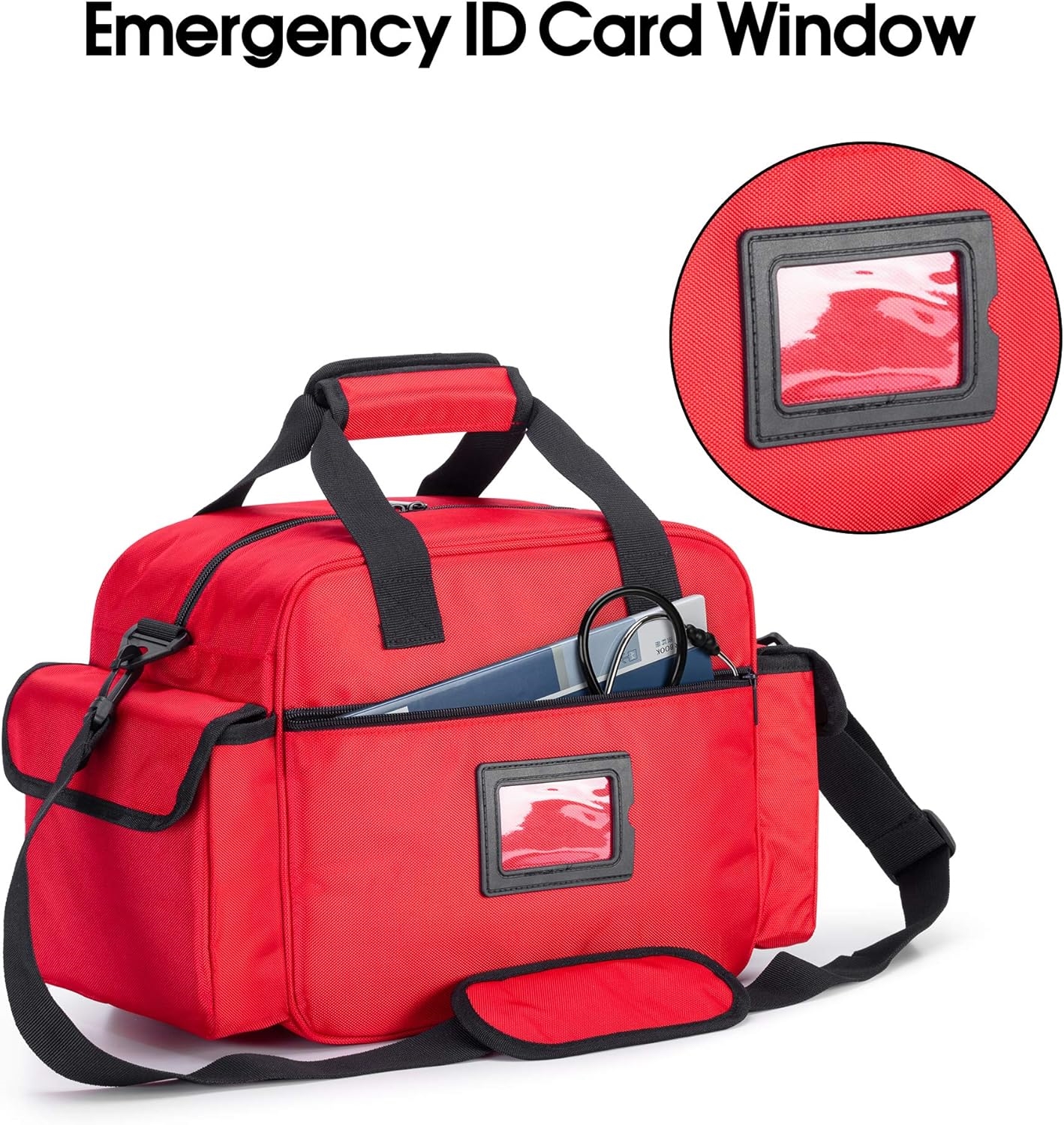 Reflective EMT Medical Carry Bag, Multi-Pocket Empty Nurse First Aid Organizer for Home Visits & Clinic Use