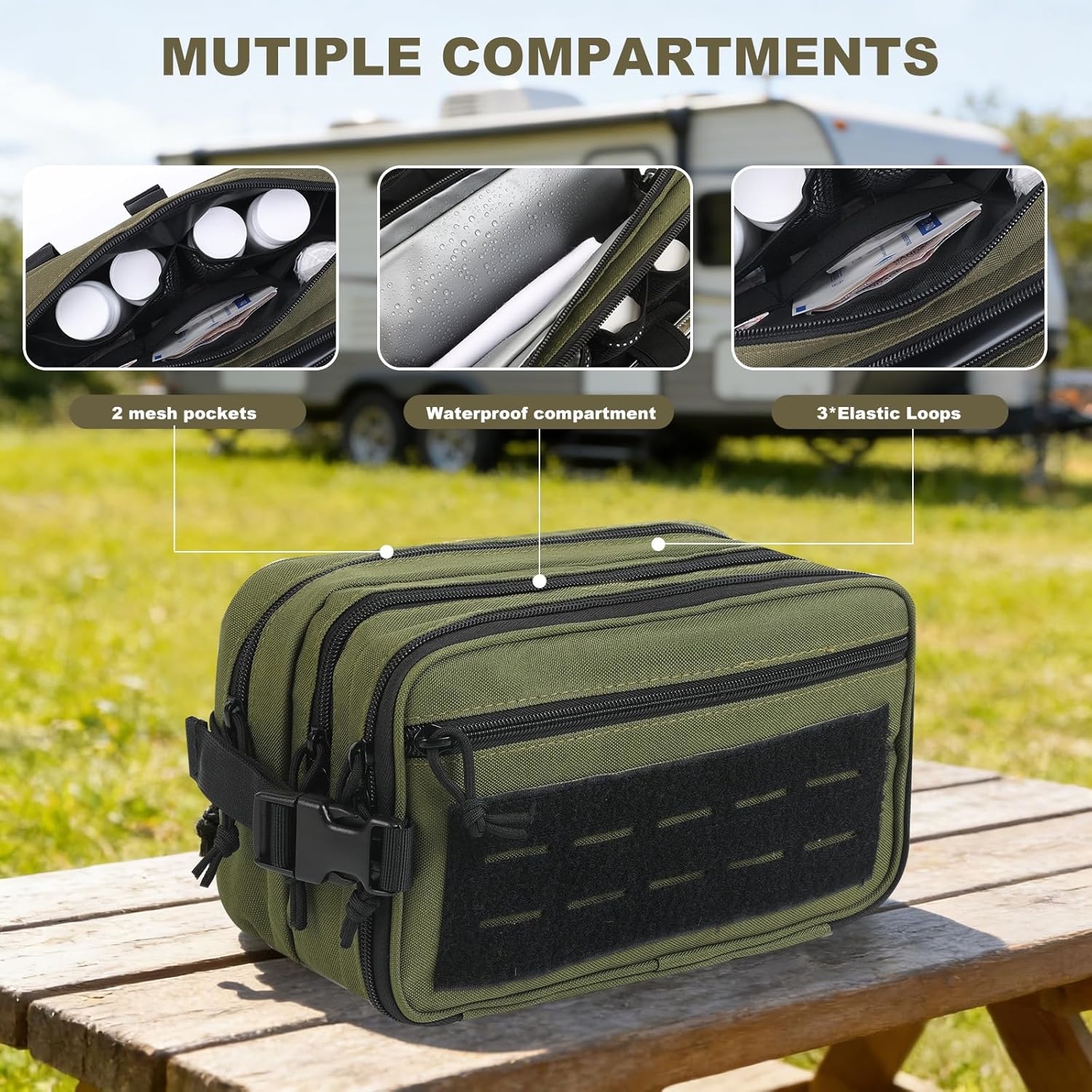 1000D Military Tactical Utility Bag, Laser Cut MOLLE Portable Multi-Compartment Organizer for Outdoor Medical Gear & Travel Essentials