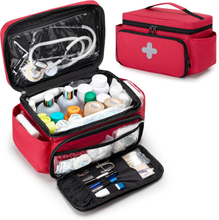 Spacious Portable Empty First Aid Kit Bag, Reflective Medical Carry Organizer with Multiple Side & Back Pockets for Household & Outdoor Use