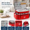 Spacious Waterproof First Aid Kit Bag, Large Capacity Medication Carry Bag with Removable Dividers & Crossbody Strap