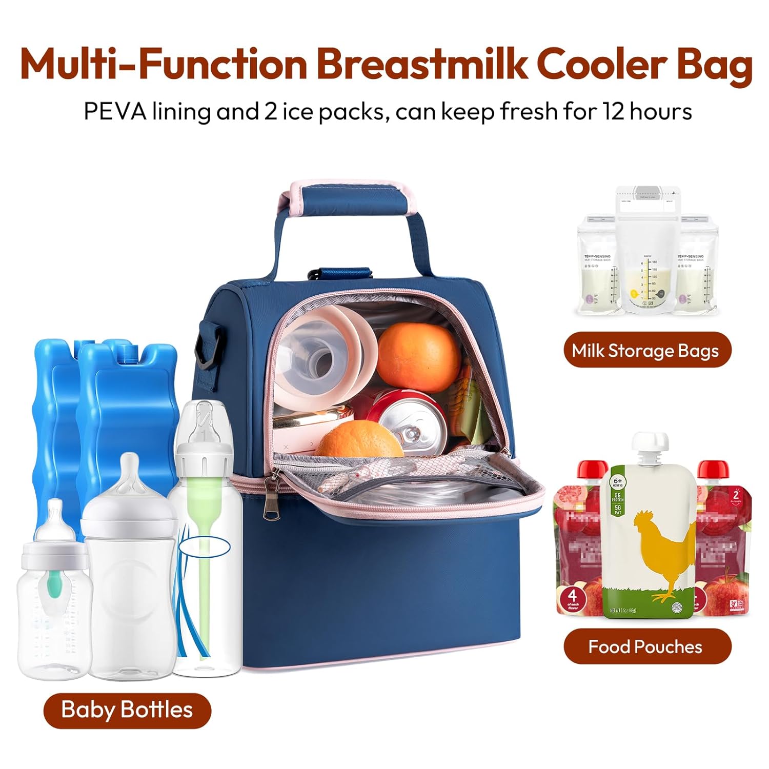 Multi-Function Insulated Breastmilk Cooler Tote