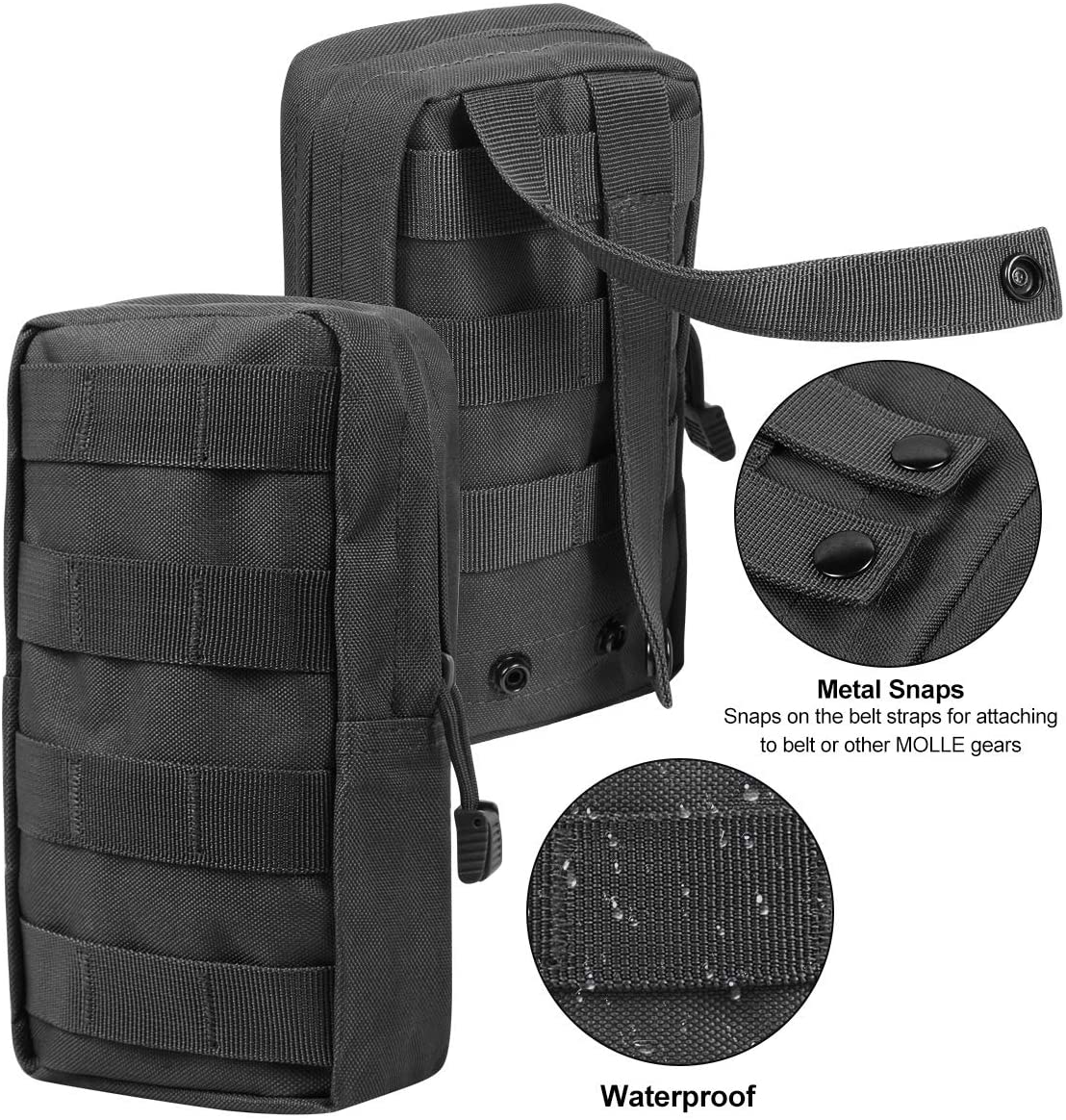 3 Pack Tactical Molle Pouches, Utility Admin Organizer Pouch, Water Bottle Holder, Small Vertical EDC Gear Bag
