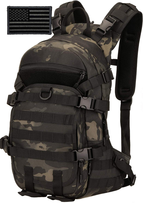 Coyote Brown Tactical Daypack, MOLLE Modular Backpack with Waterproof Rain Cover, Lightweight Outdoor Backpack for Hiking, Shooting Range, Camping & EDC