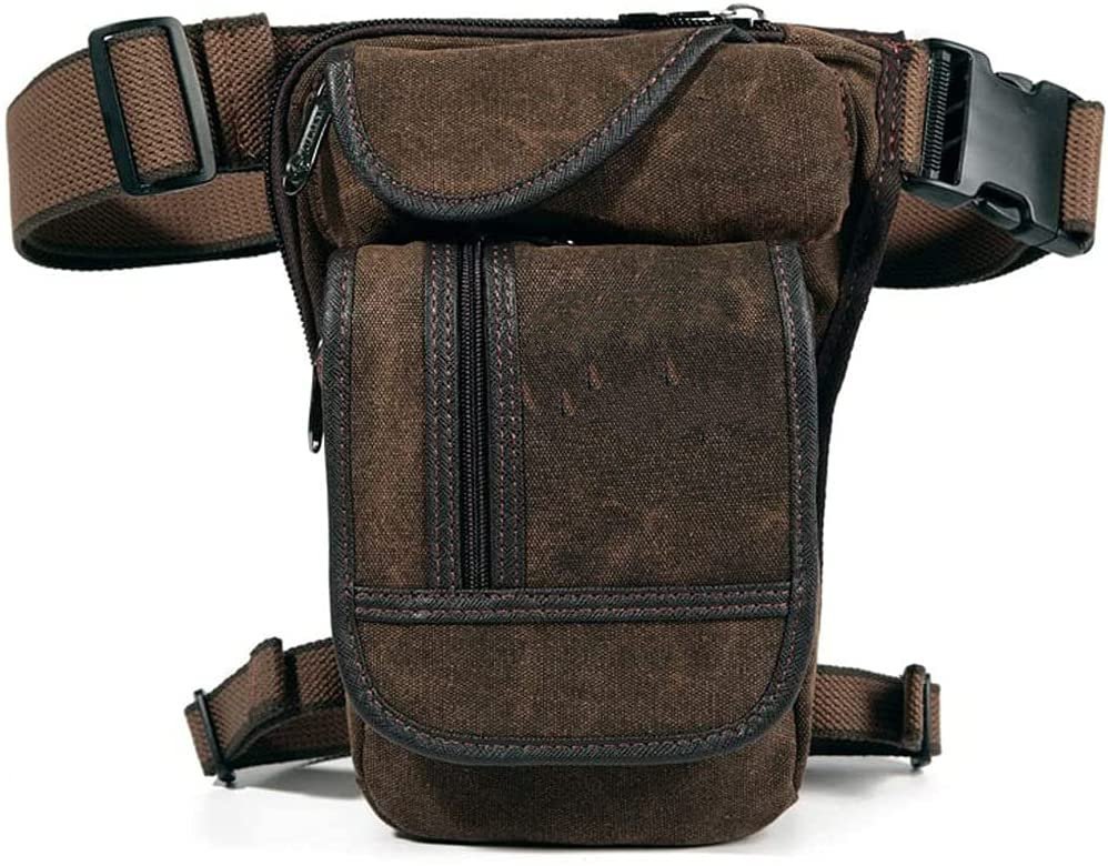 Vintage Waxed Canvas Leg Bag, Military Thigh Pack, Crossbody Waist Pouch with Adjustable Strap