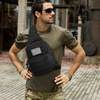 Tactical Sling Bag Crossbody Chest Pack, MOLLE EDC Shoulder Sling Backpack with Water Bottle Pouch, D-Rings & Flag Patch, Outdoor Daypack for Hiking, Shooting, Camping