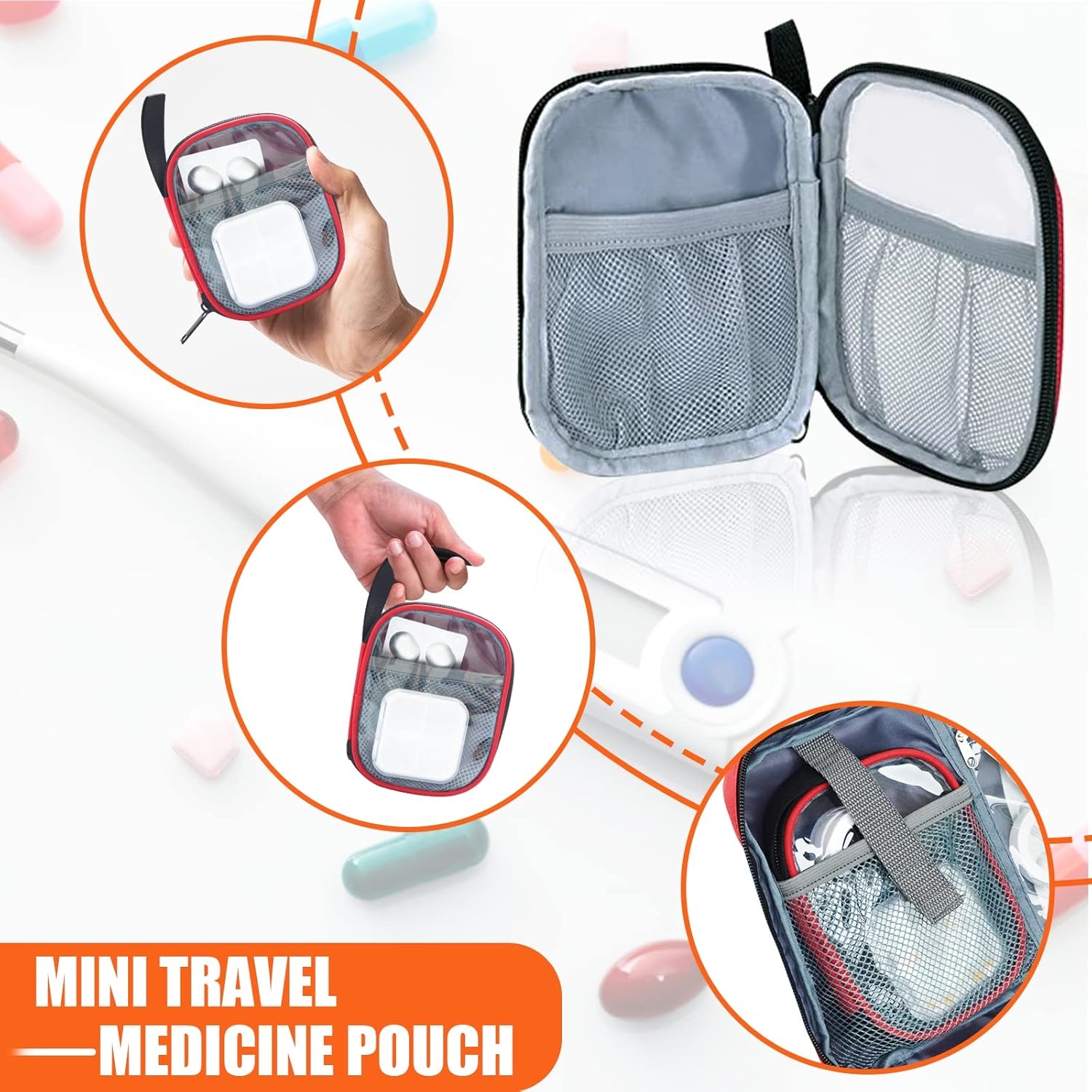 Double Layer Medicine Storage Bag, Large Empty Family First Aid Kit Organizer with Detachable Small Pouch for Travel & Household Use