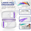 Portable Waterproof Pill Carry Bag with Reusable Transparent Weekly AM PM Medicine Pouches for Travel Daily Medication