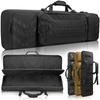 Padded Tactical Rifle Gun Bag, Water Resistant Molle Soft Long Firearm Case with Dual Pistol Pockets for Shooting Range Hunting Transport