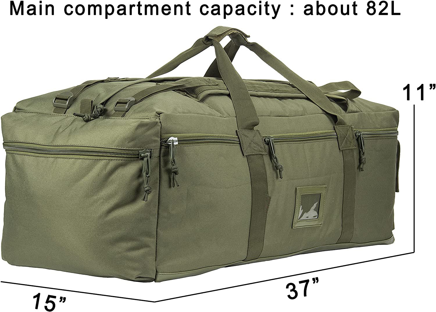 82L Heavy-Duty Tactical Equipment Duffle Bag, Multi-Pocket Large Capacity Storage Gear Bag for Shooting, Hunting & Outdoor Travel